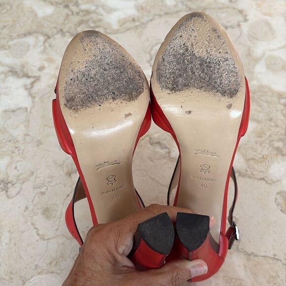 Longchamp Leather Platform Peep Toe Heels - Picture 15 of 17